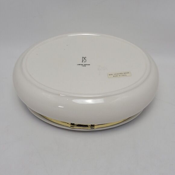 PS 1998 Vintage Floral Porcelain Ceramic Ova Trinket Box Music Jewelry Case - Picture 4 of 12